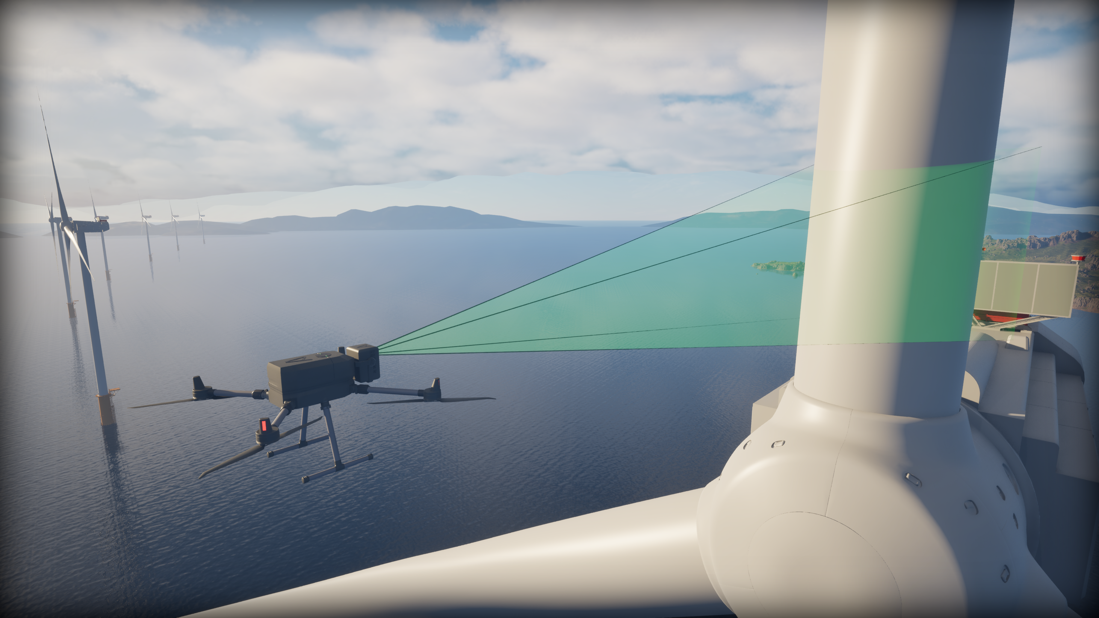 Dronu vēja turbīnu skenēšana